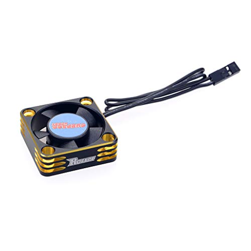 Surpass Hobby Rocket 30x30mm Aluminum 28000RPM Motor Cooling Fan for 1/8 1/10 1/12 RC Car 540 550 Motor (Black-Golden)