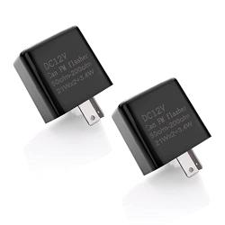 12V Speed Adjustable 2 Pin LED Electronic Flasher Relay for Motorcycle Turn Signal Direct Replacement Universal Hazard Warn Hyper Flash Relay (Black,2pcs)