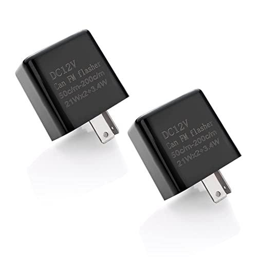 12V Speed Adjustable 2 Pin LED Electronic Flasher Relay for Motorcycle Turn Signal Direct Replacement Universal Hazard Warn Hyper Flash Relay (Black,2pcs)