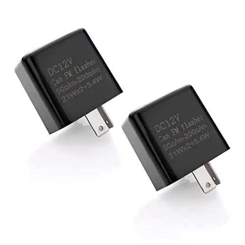 12V Speed Adjustable 2 Pin LED Electronic Flasher Relay for Motorcycle Turn Signal Direct Replacement Universal Hazard Warn Hyper Flash Relay (Black,2pcs)