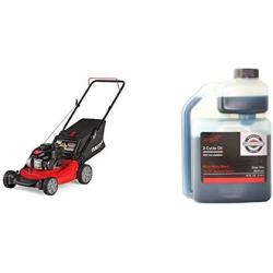 Craftsman M105 140cc 21-Inch 3-in-1 Gas Powered Push Lawn Mower with Bagger, 1-in & Briggs & Stratton 2-Cycle Easy Mix Motor Oil - 16 Oz. 100036