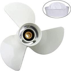 GELAIDI 13x19-K Upgrade Aluminum Outboard Propeller Compatible with Yamaha Engines 50HP-130HP, 15 Tooth, RH,3 Blades，White，No.6E5-45941-00-EL