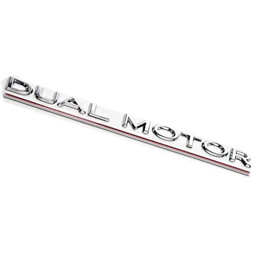 ARKOSKNIGHT Tesia DUALMOTOR Letter 3D Badge Sticker Compatible with Tesia Model 3 X Y S Trunk DUALMOTOR Letter Badge Stickers Accessories (Chrome)