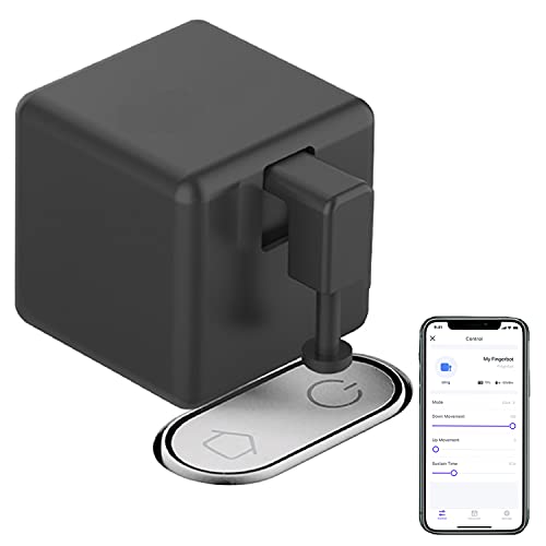Smart Switch Button Pusher: Wireless App or Timer Control, No Wiring, Smart Bluetooth Fingerbot for Light Switch Doorbell Coffee Maker Fan, Add Gateway Compatible with Alexa, Google Home (Black)
