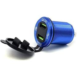TOTMOX Aluminum Alloy Fast Charging 3.0 USB Charger Socket Waterproof Dual USB Power Outlet with QC 3.0 USB Port & 5V 2.4A Port for Car Boat Marine Rv Motorcycle car