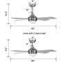 Ovlaim 48 Inch Quiet DC Motor Modern Ceiling Fan Indoor with Dimmable Lights & Remote Control for Bedroom, Silver