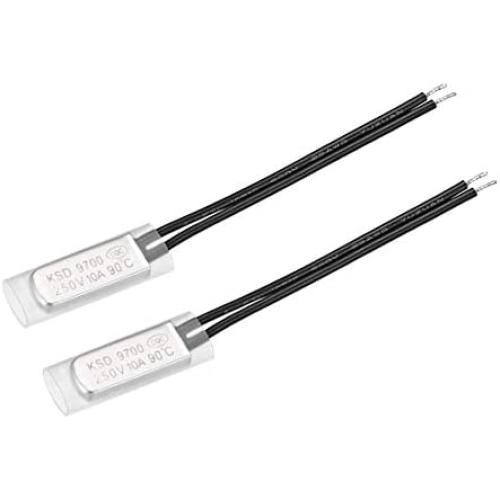 uxcell KSD9700 Thermostat, 90℃ Normally Close Temperature Switch Thermal Switch, N.C 10A Metal Temperature Controller 2pcs