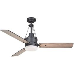 Noble Home LED Ceiling Fan with Remote, 54 Inch | Contemporary Design with Removable Light Kit and 3 Reversible Blades | Dimmable Indoor Fixture with Quiet Motor, Graphite