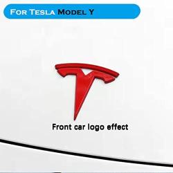 YHCDSEA Model Y Steering Wheel/Front Trunk/Rear Trunk Logo Sticker Cover Emblem Badge Decals 3PCS/Set for Tesla Model Y Accessories (Red)