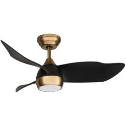 36 Inch Quiet DC Motor Modern Black Gold Ceiling Fan with Dimmable Light Remote Control, 3 Blade Contemporary Indoor Ceiling Fan Small for Kids Bedroom