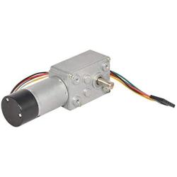 DC Turbo Worm Metal Gear Motor with 48CPR Hall Sensor Encoder 12V Low Speed 9RPM for Arduino Robot Control
