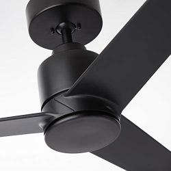 Noble Home Modern Ceiling Fan with Remote | Outdoor Wet Rated Fixture with Premium DC Motor and 6 Speed Controller | Downrod Mount for Overhead Hanging, Black, 54 Inch