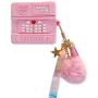 LVANLLF Cute Unique Silicone Cartoon Pink Phone Shape Headphone Case Compatible with Airpods 3rd 3 Headphones Funny Cover Ball Pom Keychain for Girls Women Best Gift,