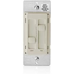 Leviton 66DF-10T SureSlide Dual Quiet Control for 150W LED, 300W Incandescent/Halogen, 1.5 Amp Fan, 120V, Light Almond