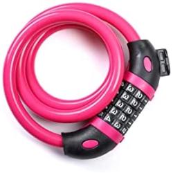 Bicycle Anti-Theft Code Lock, Composed of 5 Digits, Suitable for tri-City Vehicles, Motorcycles, etc. The Lock can be Reset by Itself and Set The Code Lock by Yourself (Pink)