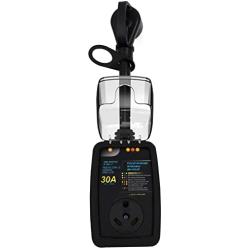 rv Surge Protector 30 Amp Smart RV Surge Protector with Waterproof Cover All-in-1 Circuit Analyzer Power Guard for RV, Camper, Trailer, Truck, Motorboat,Black