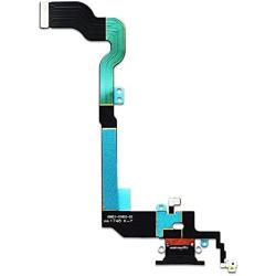 Johncase OEM Charging Port Dock Connector Flex Cable + Microphone + Vibrating Motor Buckle Replacement Part Compatible for iPhone X All Carriers (Black)
