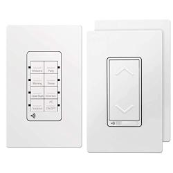 TOPGREENER Smart Dimmer Switch 2 Pack with Wi-Fi Scene Controller, 8-Button Programmable Home Automation, Neutral Wire Required, 2.4GHz Network, UL Listed