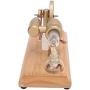 Omabeta Stirling Engine Motor Model, Multi Color LED Stainless Steel Rod Stirling Engine Motor Toy Thickened Glass Gold for Teaching Props