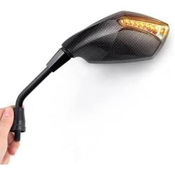 KiWAV Magazi Fist Carbon Motorcycle Mirrors with Oi Flash Controller 16 Flash Mode compatible for BMW