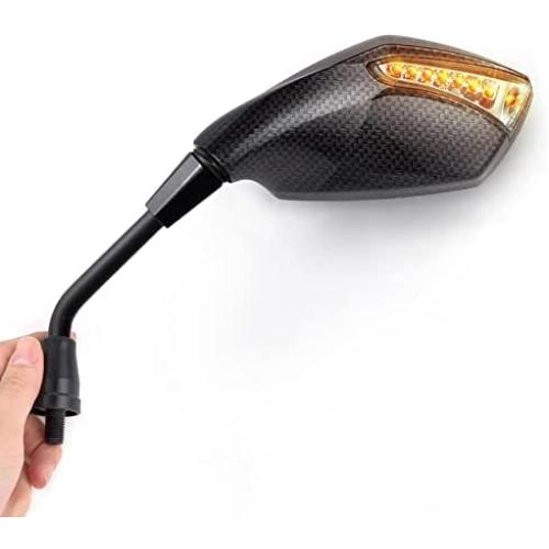 KiWAV Magazi Fist Carbon Motorcycle Mirrors with Oi Flash Controller 16 Flash Mode compatible for BMW