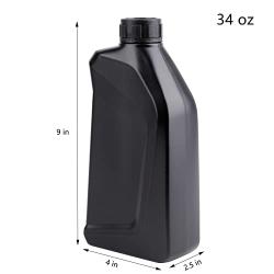 Hacaroa 6 Pack Plastic Engine Oil Jugs, 34 Oz Black Liquid Utility Jug Empty Bottle Refillable Container for Storing Motor Oil, Bleach, Detergent, Lubricant, Automotive Fluids