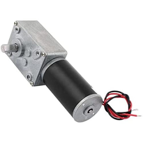 sourcing map Worm Geared Motor DC 12V 10RPM 8mmx14mm D-Shape Shaft Electric Power Turbo Silver Tone