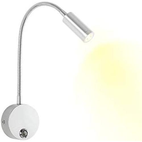 DC 12V Reading Light, Touch Control RV Interior Lights with USB Charging Port, 3W Warm White Flexible Gooseneck Lamp for Car, Van, Boat and Motorhome (Aluminum)