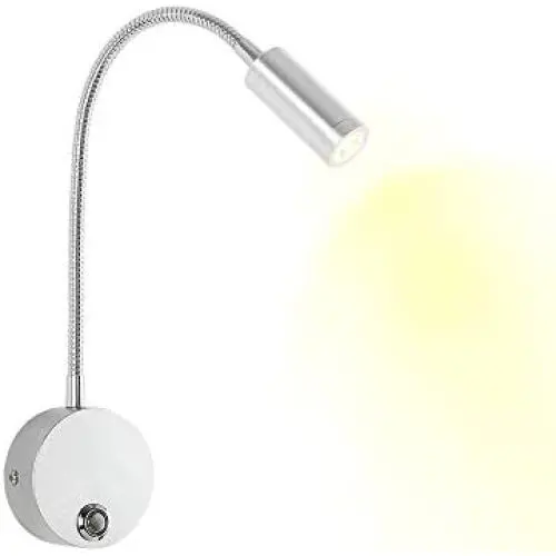 DC 12V Reading Light, Touch Control RV Interior Lights with USB Charging Port, 3W Warm White Flexible Gooseneck Lamp for Car, Van, Boat and Motorhome (Aluminum)