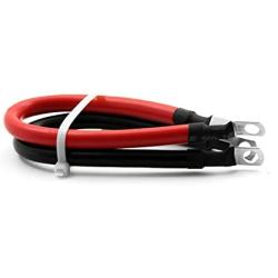 4 AWG Gauge 2pcs Red + Black Pure Copper Battery Cables Power Inverter Wire Set for Solar, RV, Car, Boat, Automotive, Marine, Motorcycle with 3/8 in Lugs (4 AWG, 2 Feet)