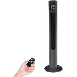 ISOBU LILIANG- - Evaporative Coolers Quiet Cooling Tower Fan with Remote Control, Ioniser, 15 Timer, and 3 Speed Settings, Oscillating Pedestal Fan - Black BMZDLFJ-1