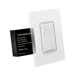 TOPGREENER Wi-Fi Single Relay Module with Smart Light Switch Wi-Fi Scene Controller, Hidden Smart Switch for Fans, Outlets, Switches, 2.4GHz Network, UL Listed