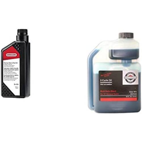 Oregon 54-026 Chainsaw Bar and Chain Oil, 1 Qt & Briggs & Stratton 2-Cycle Easy Mix Motor Oil - 16 Oz. 100036