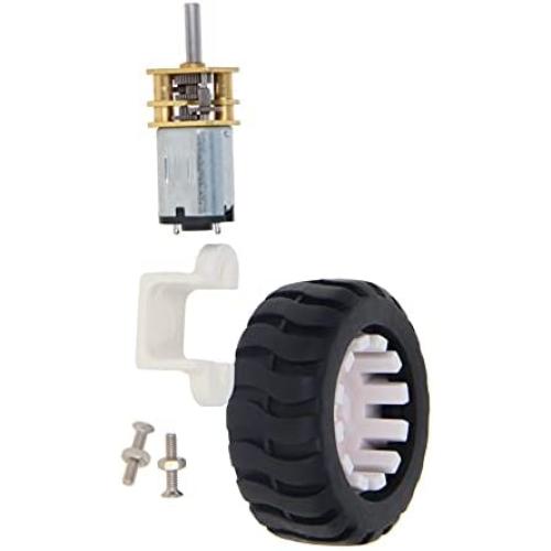 Jutagoss 1Pcs Miniature Gear 60RPM DC 12V Gear Motor with Fixed Frame Coupling Nut Plastic Wheel for DIY Mobile Robot,Smart Cars Project
