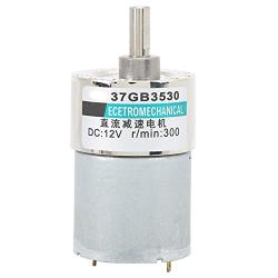 DC 12V High Torque Gear Motor, 37mm Diameter Gearbox & 5.5mm D Shaft Permanent Magnet Reduction Motor, Reversible & Speed Adjustable(300rpm 1.8kg/cm)