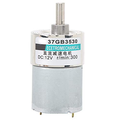 DC 12V High Torque Gear Motor, 37mm Diameter Gearbox & 5.5mm D Shaft Permanent Magnet Reduction Motor, Reversible & Speed Adjustable(300rpm 1.8kg/cm)