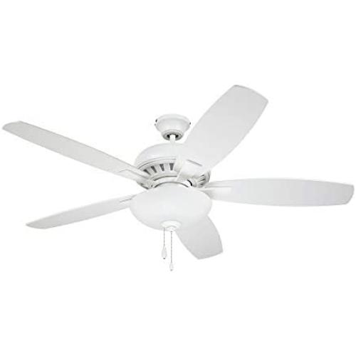 Luminance CF835SW ES DC Builder Ceiling Fan with Pull Chain | 52 Inch Fixture with Premium Motor and Dual Mount for Flush or Downrod Hanging | Reversible Blades with LED Light Bulbs, Satin White