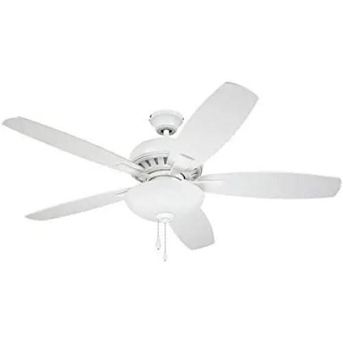 Luminance CF835SW ES DC Builder Ceiling Fan with Pull Chain | 52 Inch Fixture with Premium Motor and Dual Mount for Flush or Downrod Hanging | Reversible Blades with LED Light Bulbs, Satin White