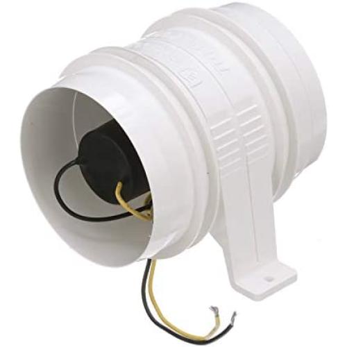 Attwood 1749-4 Turbo 4000 Series II In-Line Blower, For 4-Inch Interior Diameter Vent Hose, Water Resistant, 12-Volt