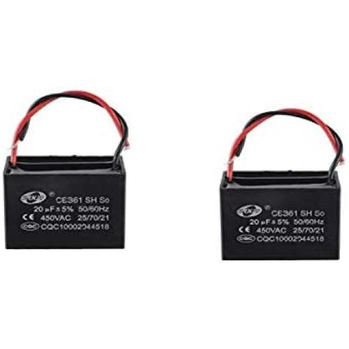 CBB61 2Pcs 20UF Starting Capacitance 450V AC Fan Capacitor CBB Motor Run Capacitor