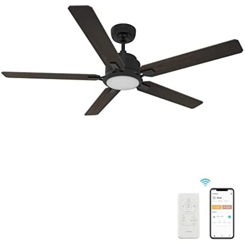 Smart Ceiling Fan with Lights, Indoor & Outdoor Ceiling Fan with Remote, 10 Speeds Smart Ceiling Fan Compatible with Alexa, Siri & Google, 52 Inch Modern Ceiling Fan with DC Motor, Black Ceiling Fan