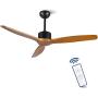 Remote Control 52” Wood Ceiling Fan Outdoor Ceiling Fan Without Light for Patio Moisture-proof Farmhouse Ceiling fan for Living Room Bedroom Kitchen Reversible DC Motor