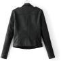 Women Ladies Lapel Motor Jacket Coat Zip Biker Short Punk Cropped Tops Solid Color Faux Leather Jacket