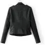 Women Ladies Lapel Motor Jacket Coat Zip Biker Short Punk Cropped Tops Solid Color Faux Leather Jacket
