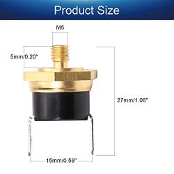 Fielect KSD301 Thermostat Temperature Control Switch,Adjust Snap Disc Temperature Switch 100°C Copper M5 Normally Closed 1 Pcs