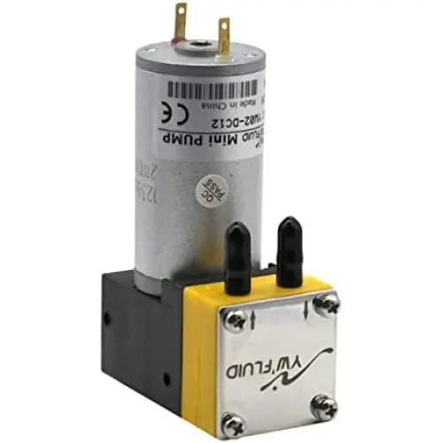 Pompe Micro-Diaphragmée à Moteur Brosdé avec YWFLUID YW02A-B pour Air/Liquide 12V – 600ml/min (Liquide) et 3L/min (Gaz) – Vitesse sous vide : -0.05 MPa
