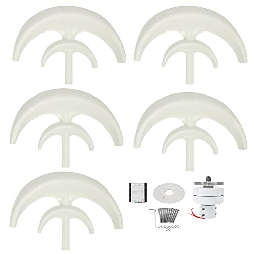 FTVOGUE 1200W Wind Turbine Kit 5 Blade Generator With Controller AC Motor Solar System White Lantern Type Double‑Layer ​for Cabins Camping Charging Boat[24V],Dynamo