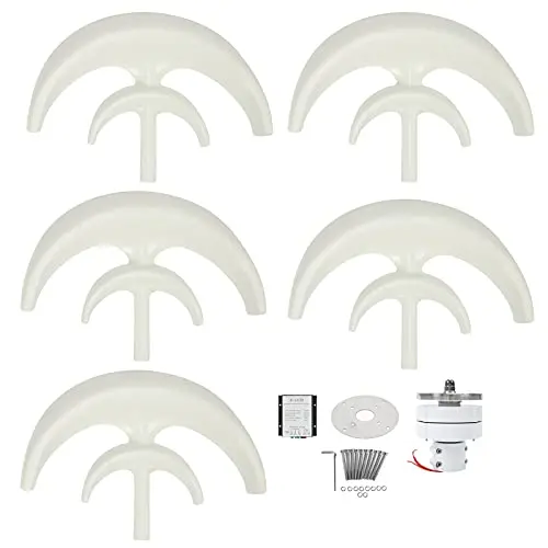 FTVOGUE 1200W Wind Turbine Kit 5 Blade Generator With Controller AC Motor Solar System White Lantern Type Double‑Layer ​for Cabins Camping Charging Boat[12V],Dynamo