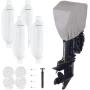 GOODSMANN Outboard Boat Motor Cover Fits Boat Motor 25-40 HP 600D Heavy Duty Water Resistant with Boat Fender Inflatable Marine Boat Bumpers Kit with 4 Pack with 4 Ropes, 1 Hand Pump, 4 Inflating Need