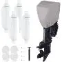 GOODSMANN Outboard Boat Motor Cover Fits Boat Motor 25-40 HP 600D Heavy Duty Water Resistant with Boat Fender Inflatable Marine Boat Bumpers Kit with 4 Pack with 4 Ropes, 1 Hand Pump, 4 Inflating Need